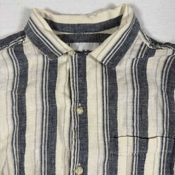 Goodfellow & Co Mens Linen Blend Striped Short Sleeve Button Down Shirt Small - Picture 7 of 9